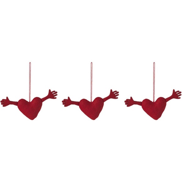 3-pc IKEA Red Heart tree Ornaments Valentine’s Day LOVE holiday fabric decor new - Picture 2 of 10